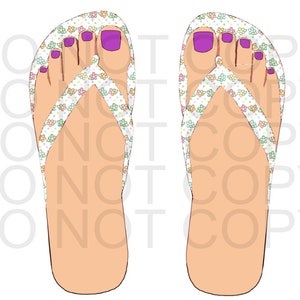 Flip-Flop Spring Flower, No Show Socks, PNG JPG Sublimation Files