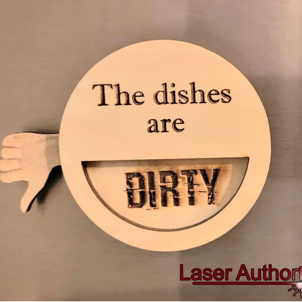 Panneau magnétique pour lave-vaisselle propre/sale - Fichier découpé et gravé au laser - Panneau de cuisine Thumbs Up - Fichier de gravure et de découpe laser, téléchargement instantané
