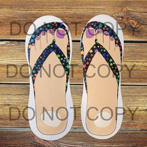 Flip-Flop with stars, No Show Socks, PNG JPG Sublimation Files