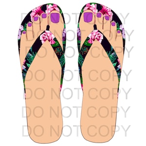 Flip-Flop with Roses, No Show Socks, PNG JPG Sublimation Files