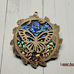 Butterfly Suncatcher - Two sided - Laser Engraving and Cutting File, Instant Download
