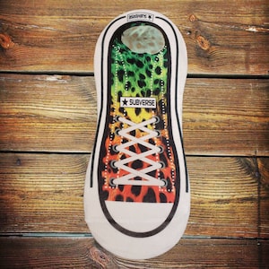 Rainbow Leopard Sneaker Shoe, No Show Socks, PNG JPG Sublimation Files