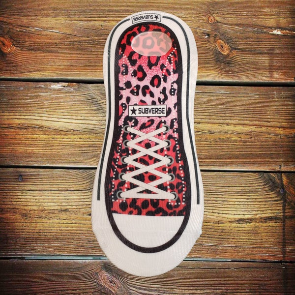 Pink Leopard Sneaker Shoe, No Show Socks, PNG JPG Sublimation Files