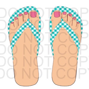 Flip-Flop Blue Plaid, No Show Socks, PNG JPG Sublimation Files