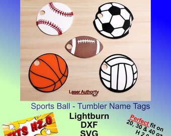 Sports Ball Tumbler Name Tag SVG: Laser Cut File (Digital Download)