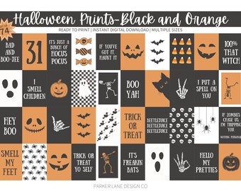 74 Halloween Prints Black and Orange Halloween art quotes spooky decor prints kids art cute Holiday prints fun October decorations