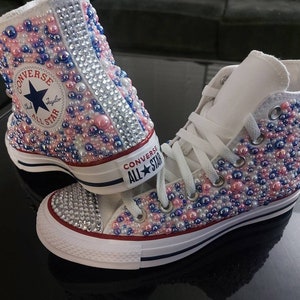 Custom BLING High-Top Converse Pearl Stone