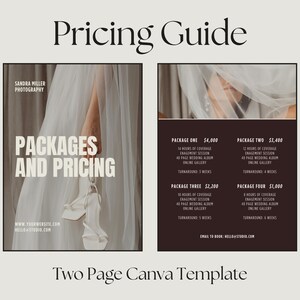 Photography Pricing Guide Template | Photography Price List | Pricing List | Pricing Guide | Pricing Guide Canva Template