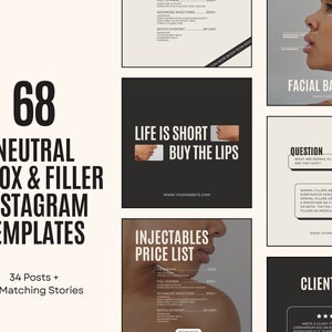Botox and filler instagram template cosmetic nurse injector canva template medspa social media template skincare template