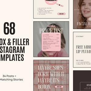 Botox and filler instagram template cosmetic nurse injector canva template medspa social media template skincare template