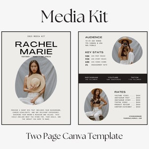 Media Kit Template, Media Kit Canva, 2 Page Media Kit, Influencer Media Kit, Modern Media Kit, Editable Media Kit