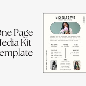 Modèle de kit média, Kit média Canva, Kit média 2 pages, Kit média influenceur, Kit média moderne, Kit média modifiable