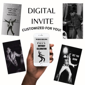 Elvis Presley digital invitation, Elvis digital video, Elvis Presley invitation, Elvis Presley Evite, Elvis Presley birthday invite, Elvis P