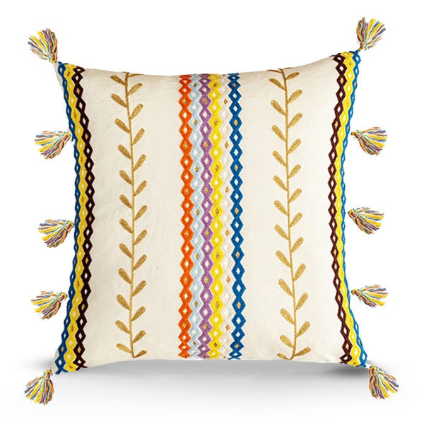AREZY Boho Cushion Cover 45x45 Decorative Handmade Bohemian Pillow Cover for Home Decor Throw Pillow Cover UK
