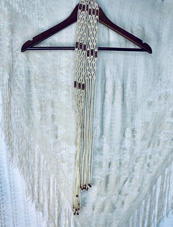 Vintage Braided Boho Belt with Beads, Beaded Hipp… - image 5