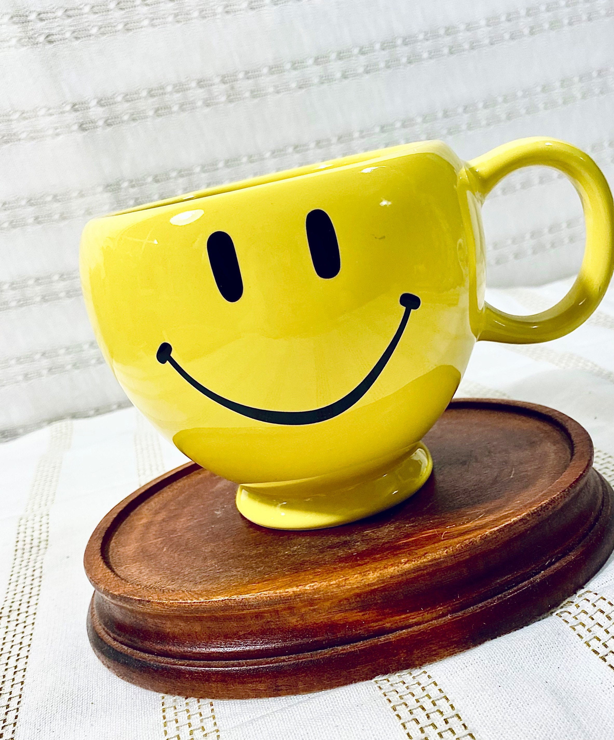 Vintage Smiley Face Mug Smile Emoji Coffee Cup Yellow Smiley - Etsy