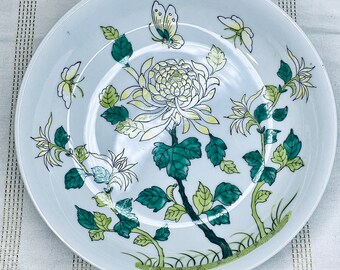 Vintage Porcelain Decorative Bowl with Flowers & Butterflies