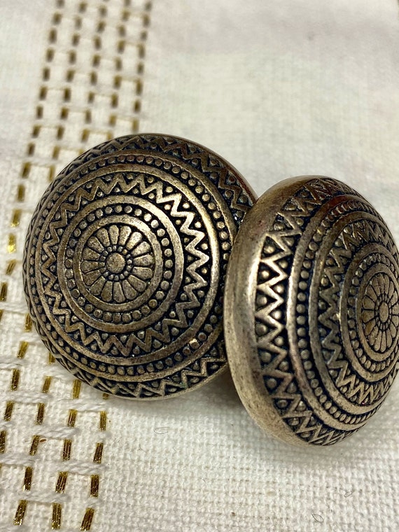 Vintage Large Art Deco Metallic Clip On Earrings,… - image 10