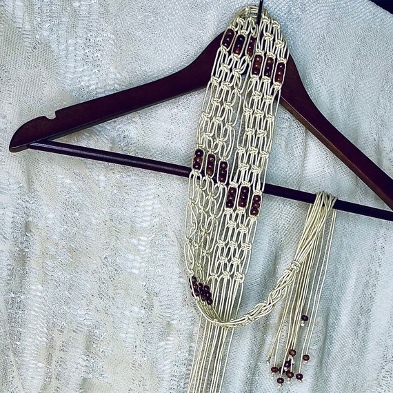 Vintage Braided Boho Belt with Beads, Beaded Hipp… - image 2