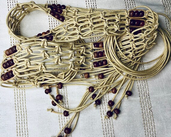Vintage Braided Boho Belt with Beads, Beaded Hipp… - image 7