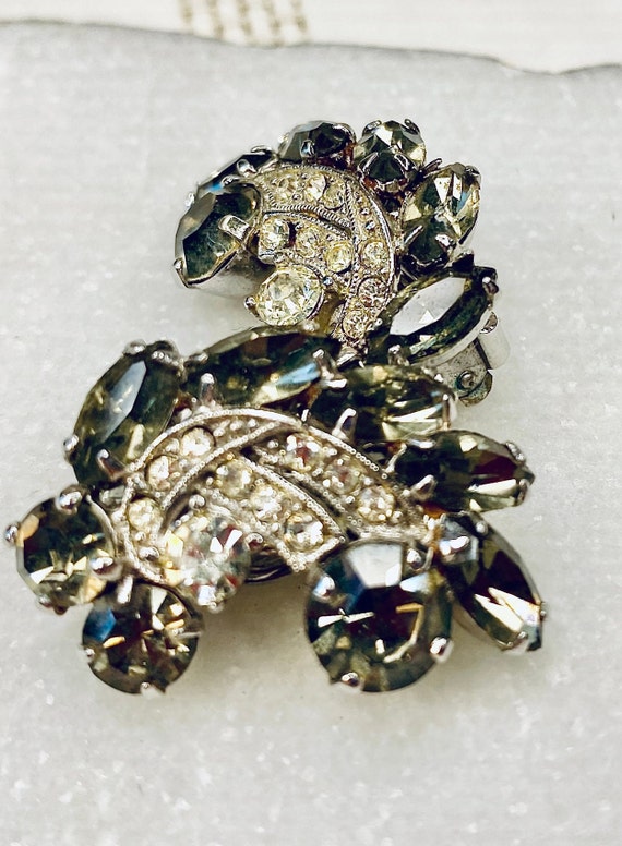 80's Crystal Statement Clip On Earrings  by H. Weisz