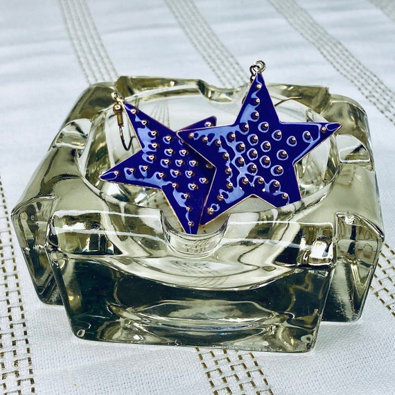 Vintage Large Metallic Purple Star 90s Style Dang… - image 8