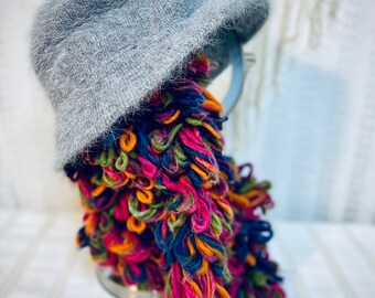 Vintage Mod Fuzzy Gray Angora Bucket Hat, Rabbit Fur - Etsy display picture 1