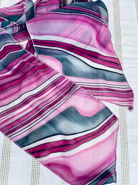 Vintage Sheer Striped Purple, Lavender, & Gray Sca