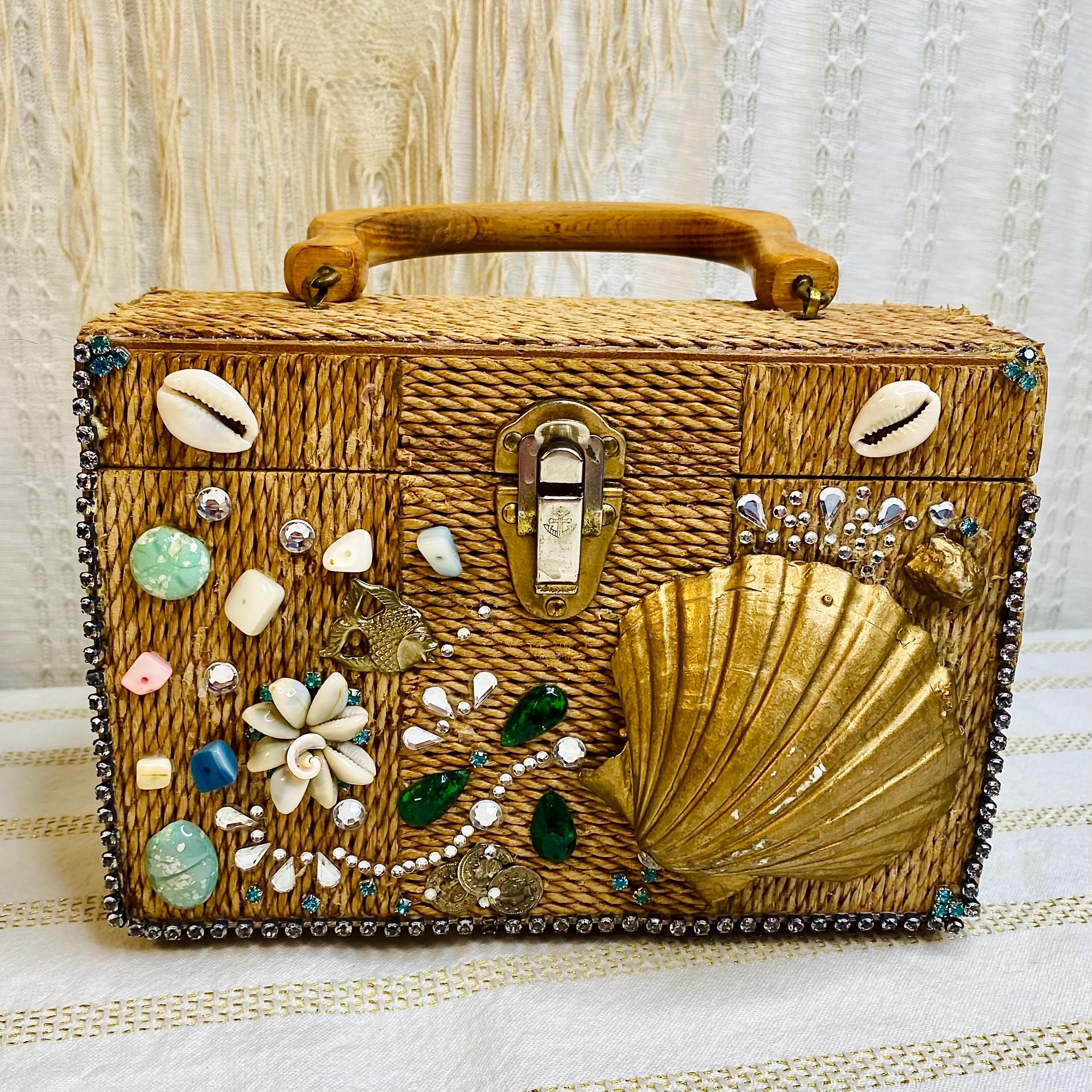 Vintage 50\'s faux wicker sea shell mermaid bag 1950s Shell Bag - Etsy main image 2