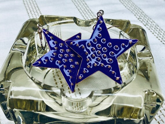 Vintage Large Metallic Purple Star 90s Style Dang… - image 3