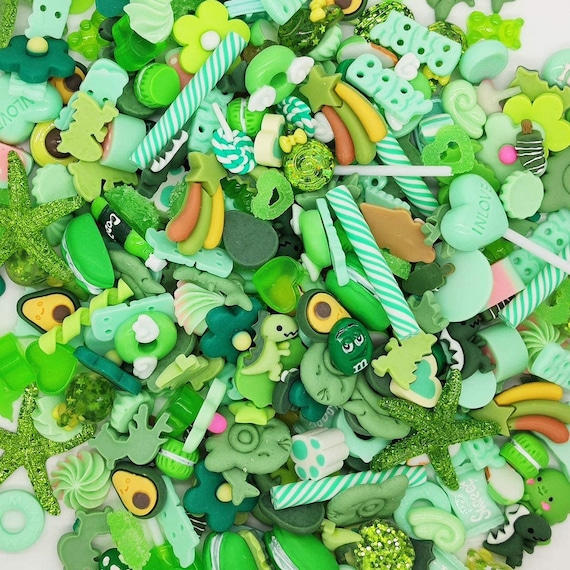 Mixed Cute Green Charms, Animal Charms, Resin Fillers, Slime, DIY