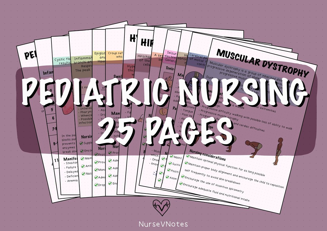 Pediatric Nursing Study Guide 25 Pages Digital Download Etsy