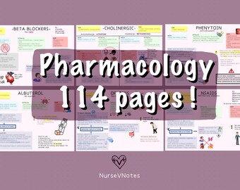 Pharmacology Nursing Study Guide | 100+ Pages | NCLEX Nursing Notes | Digital Download