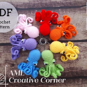 Amigurumi Judgmental octopuses with 3 hats, ax, broom and sunglasses - pattern PDF ENG PL