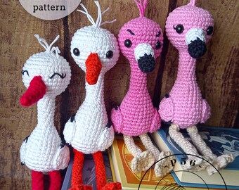 Amigurumi flamingo & stork 2 in 1 birds - pattern pdf ENG PL