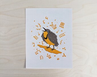 Western Meadowlark – Risograph Art Print
