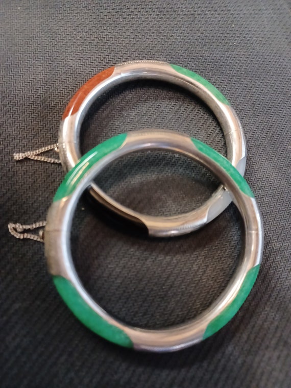 Vintage Bakelite & Silver Bracelets - image 1