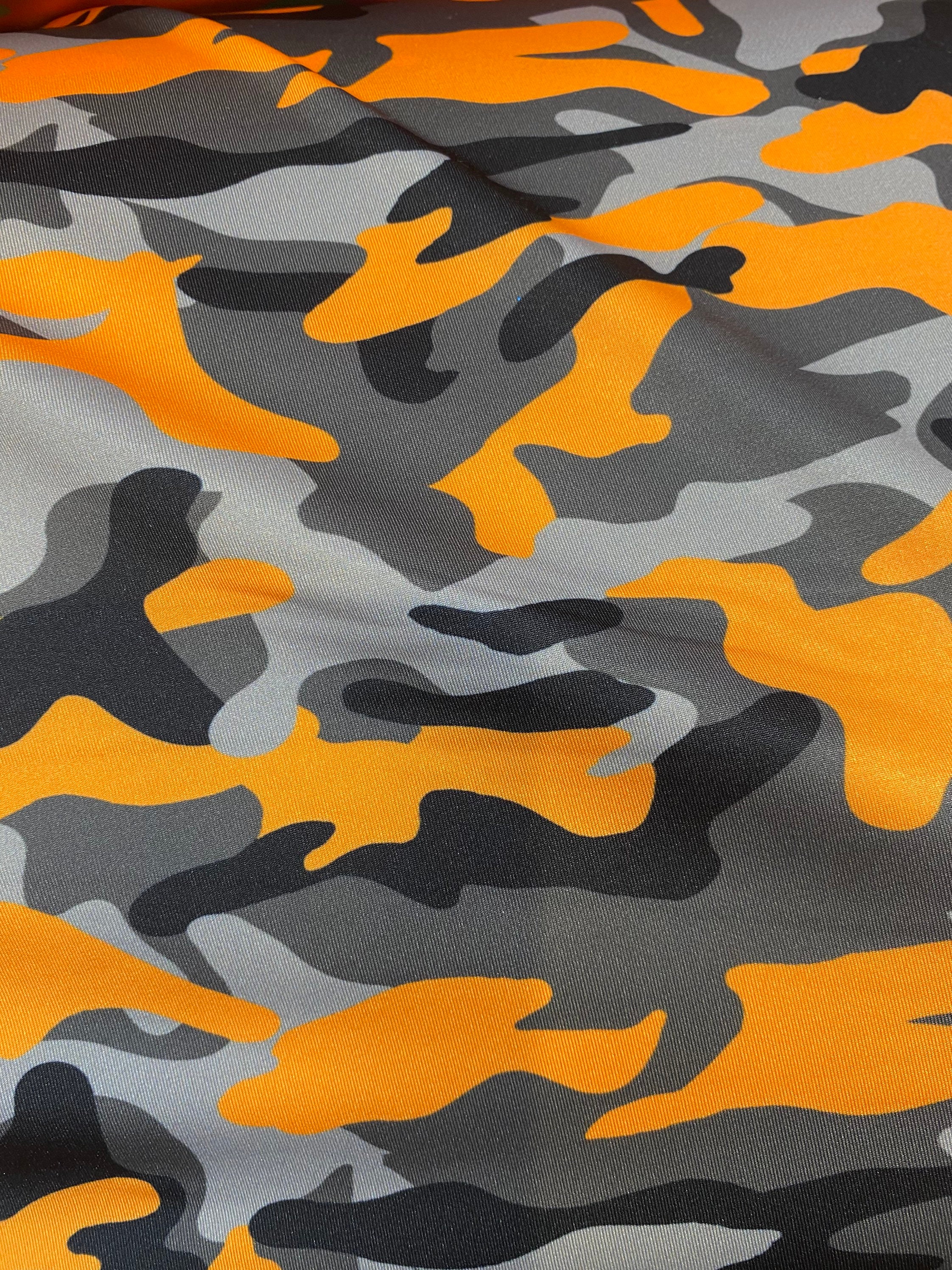 New Orange/black/gray Camouflage Print on Great Quality Nylon