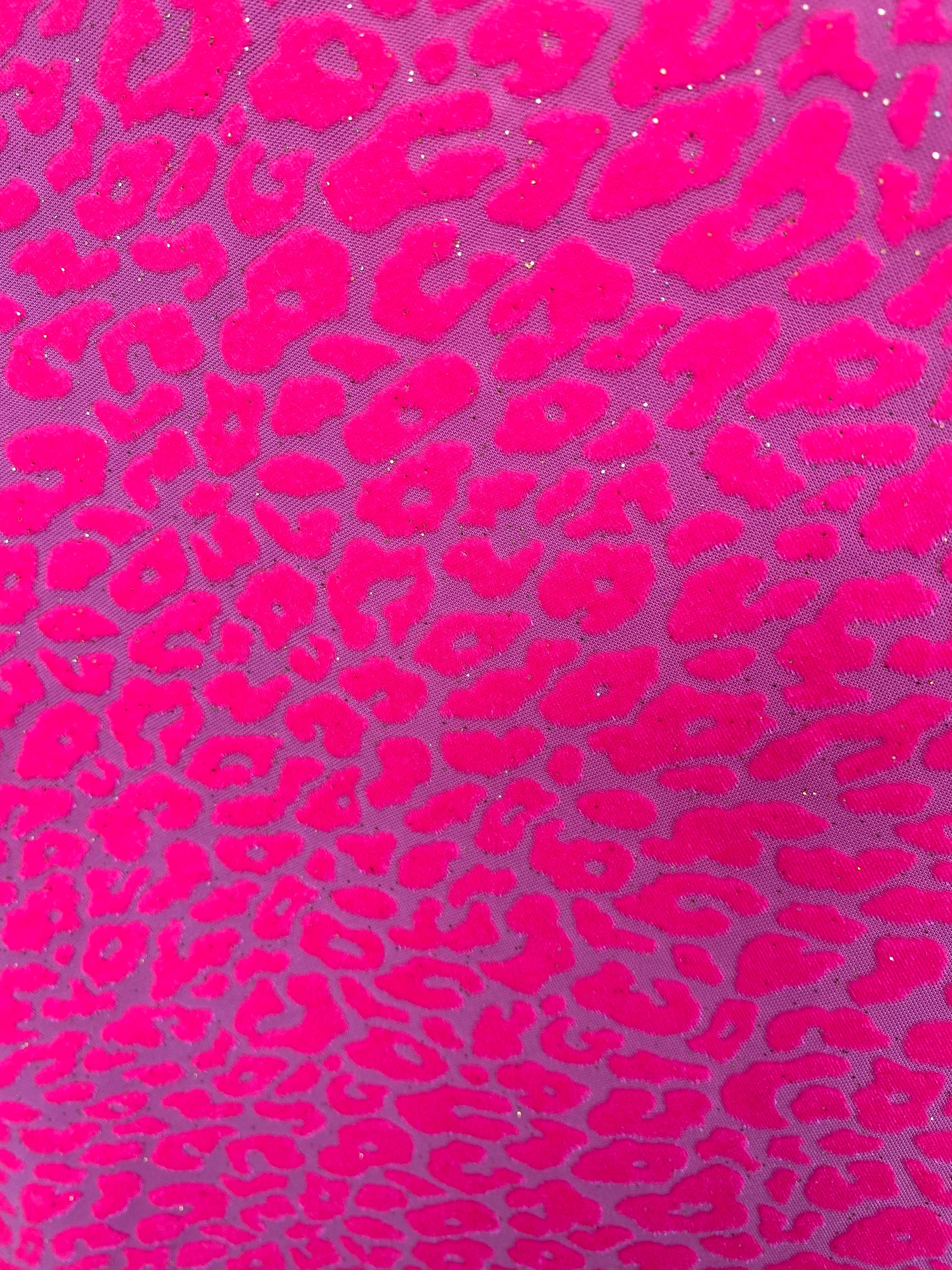 New Neon Pink Velvet Leopard Print With Glitter Four-way | Etsy