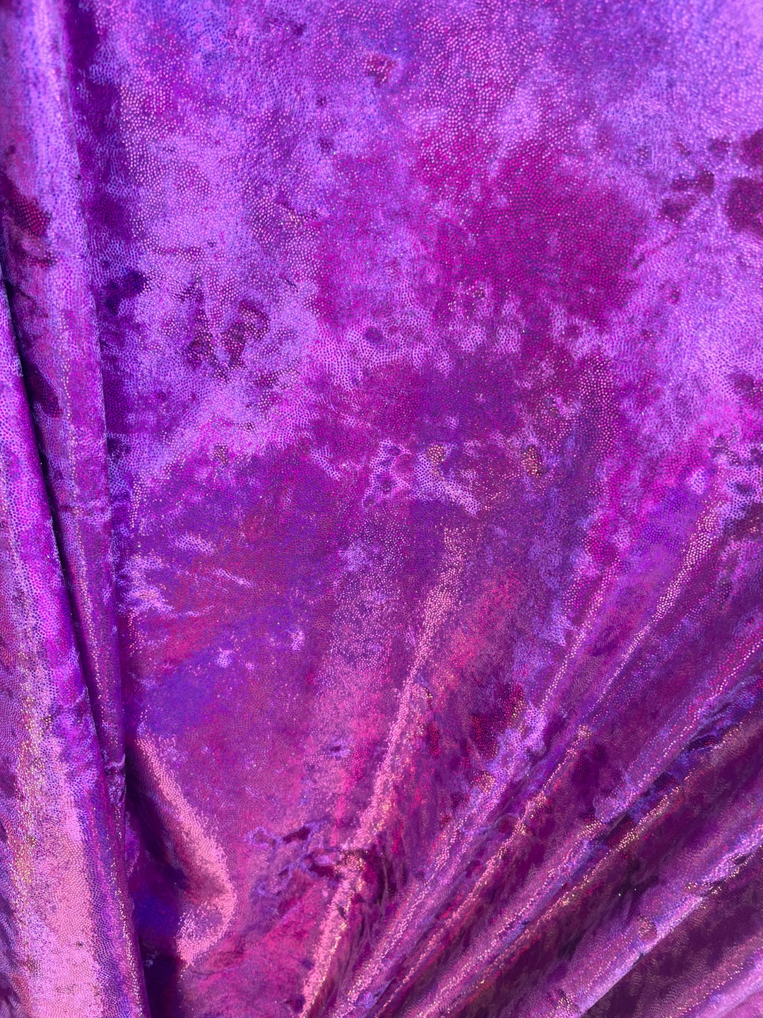 Purple Iridescent Foggy Shiny Foil Metalic on Spandex Fabric Sold