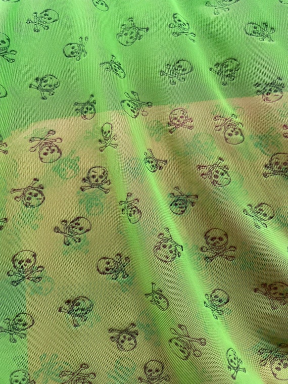 way stretch fabric sold by the yard New! Power mesh skull design four