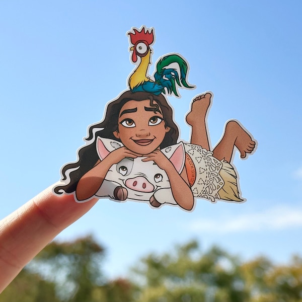 Moana Sticker Hei Hei and Pua Together Snuggling Disney Sticker for Laptops, Water bottles, Phones, and more | FREE SHIPPING!