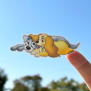 Lady and the Tramp Dog Laying Hugging Disney Sticker Waterproof for Water bottles, laptops, and more | FREE SHIPPING!