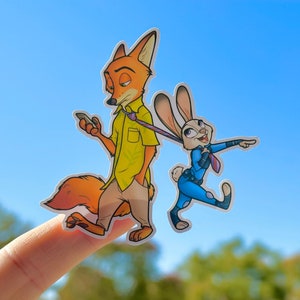 Zootopia Sticker, Judy and Nick Sticker, Disney Zootopia Sticker, Disneyland sticker, Disney stickers, Disneyland sticker waterproof,