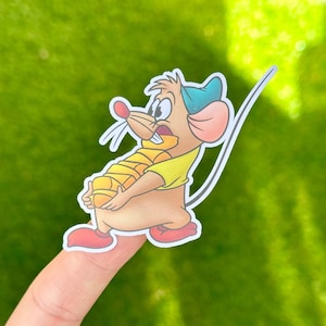 Gus Gus Holding Cheese from Disney Cinderella Sticker for Laptops, Water bottles, Phones, and more | FREE SHIPPING!