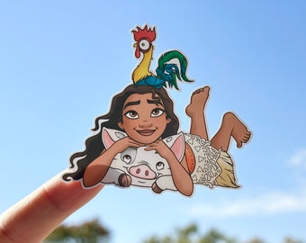 Moana Sticker, Hei Hei and Pua Snuggling, Disney Decal