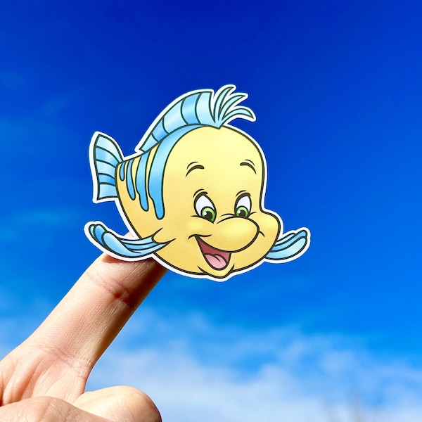 Flounder Sticker, Flounder Little Mermaid sticker, Disneyland sticker, Stickers for laptop, Disneyland stickers waterproof, Ariel Flounder