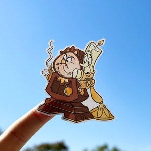 Lumiere and Cogsworth from Beauty and the Beast together Disney Sticker for Water bottles, laptops, and more | FREE SHIPPING!