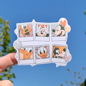 Mickey and Friends Sticker, Disney Polaroid Sticker, Daisy Duck, Donald Duck, Minnie Mouse, Mickey Mouse, Pluto, Goofy, Trendy Cute Disney
