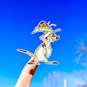Timon Lion King Sticker, Holding Bug Grub, Disney Stickers